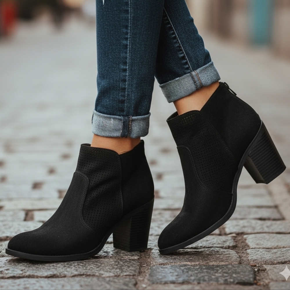 Dolce Vita 8.5 Modern Contemporary Sleek Edgy Perforated Suedette Fabric Booties